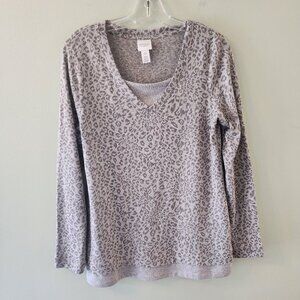 Chico's CoziSoft Classic Cheetah Double-Layer Tunic, Chico's size 0, Like New